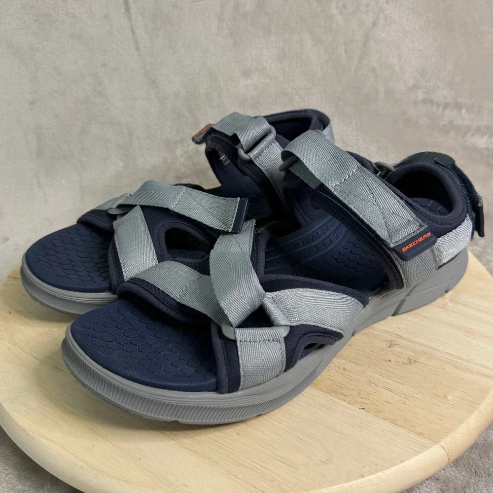 Skechers Relaxed Fit Mens‎ Navy Grey Athletic Hiking Sandals 237050 Size 12